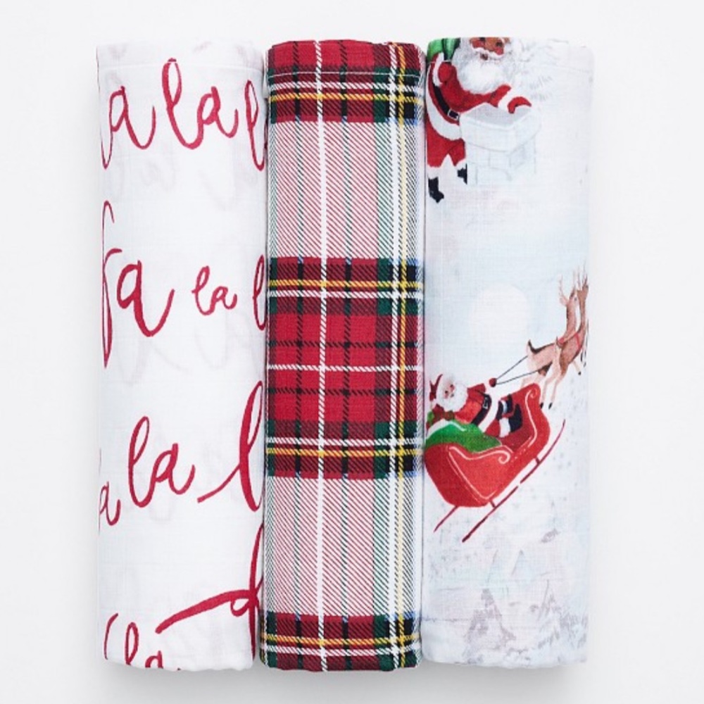 Pottery Barn My First Christmas Organic Muslin Swaddle Set